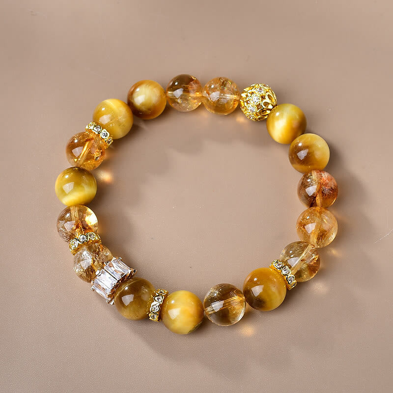 KarmaRipple's Authentic Tiger Eye Citrine Beadwork Strength Courage Bracelet p1