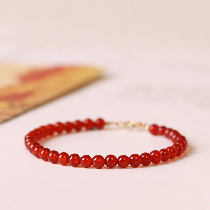 KarmaRipple's Small Red Agate Ultra-thin Beadwork Calm Bracelet p1