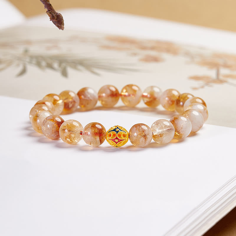 KarmaRipple's 999 Sterling Silver Authentic Citrine Flower Balls Beadwork Protection Bracelet p1