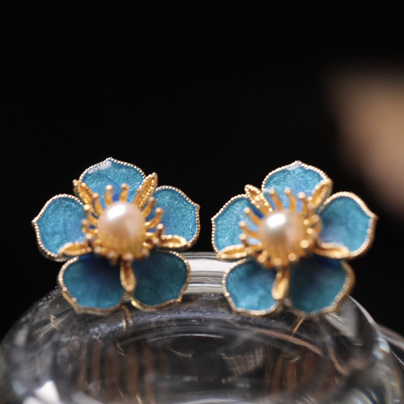 KarmaRipple's Peach Blossom Pearl Happiness Stud Earrings p1