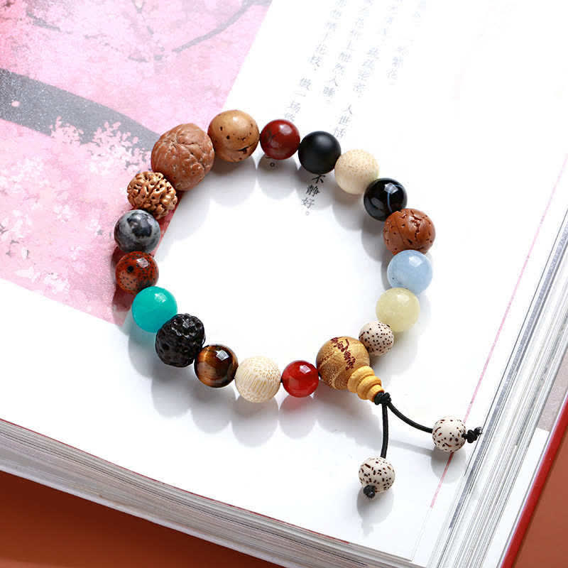 KarmaRipple's Bodhi Seed Agate Wisdom Balance Wrist Mala Bracelet p1