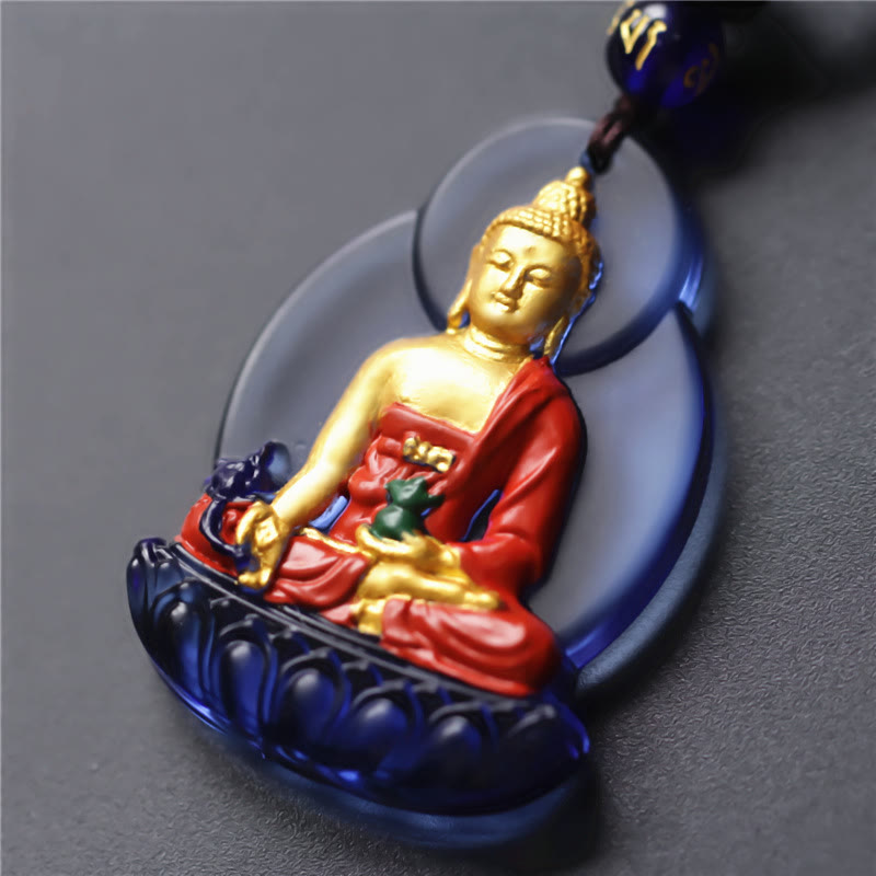 KarmaRipple's Tibet Medicine Buddha Liuli Gemstone Compassion Pendant Necklace p1