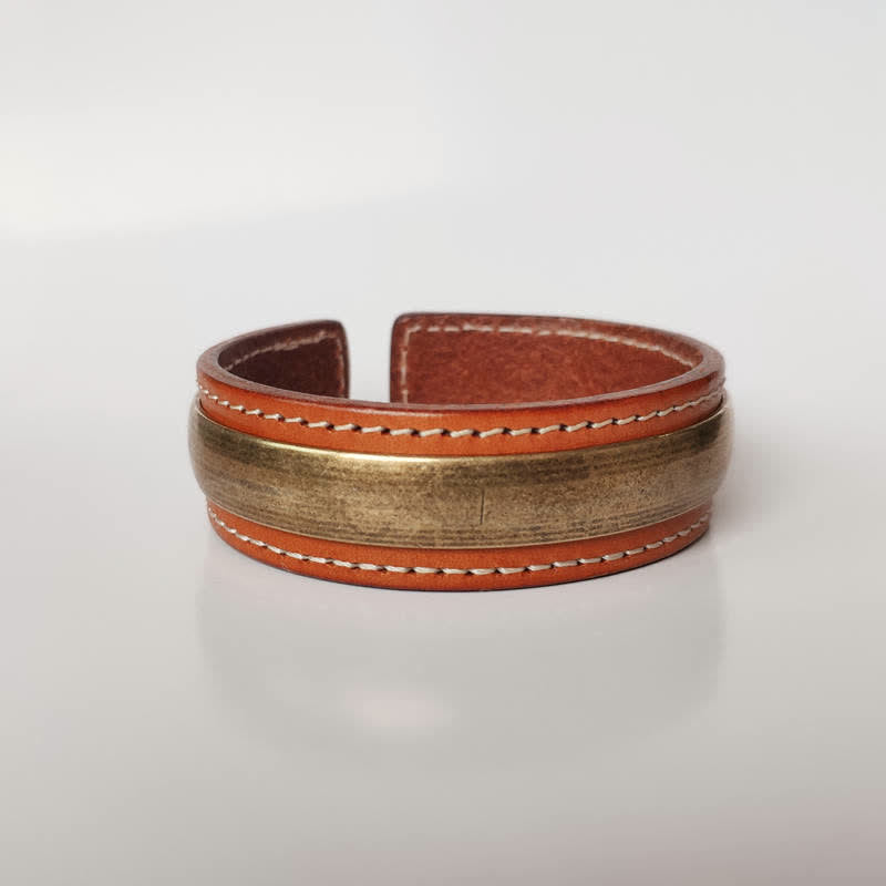 KarmaRipple's 2Pcs Om Mani Padme Hum Dragon Phoenix Bronze Leather Peace Cuff Bracelet Bangle p1