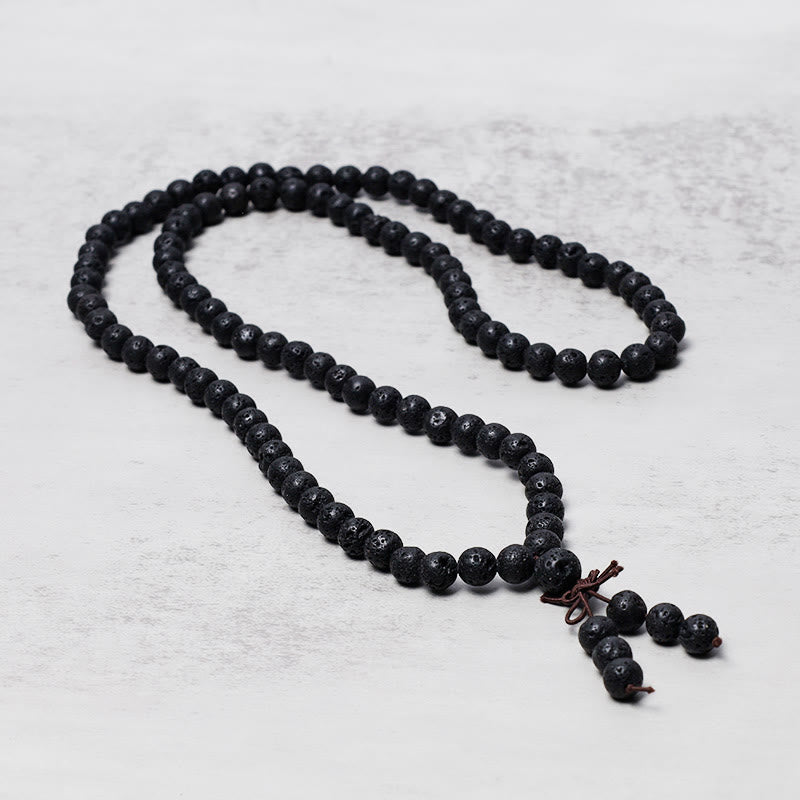 KarmaRipple's 108 Authentic Lava Rock Beadwork Prayer Mala Bracelet Pendant p1