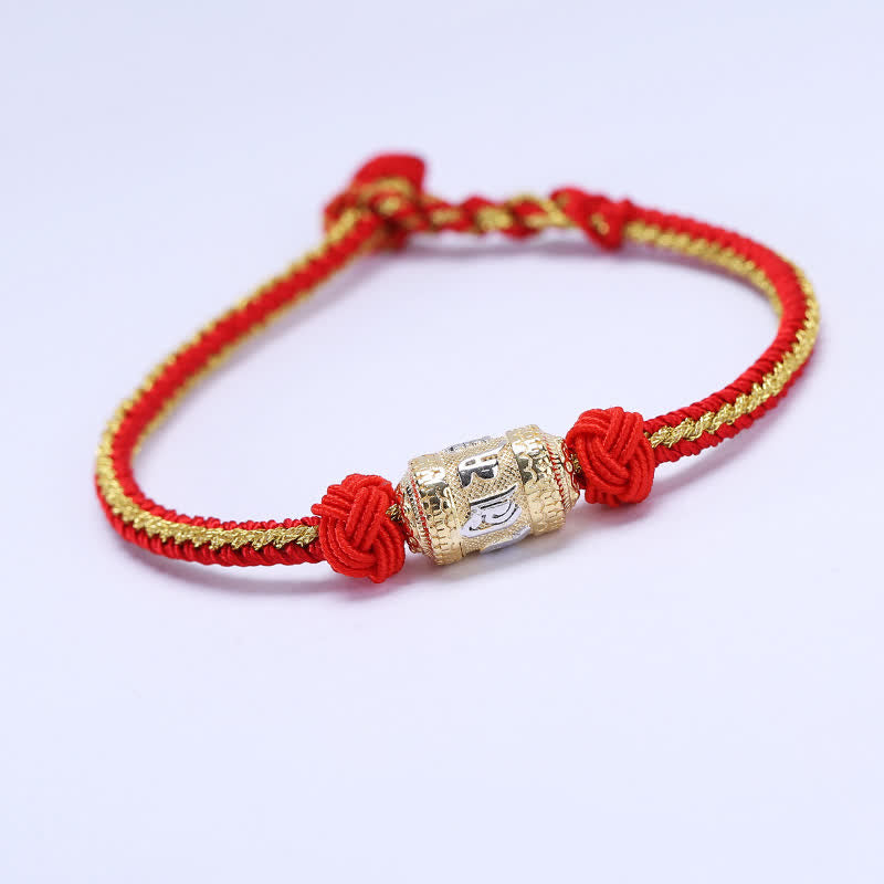 KarmaRipple's 925 Sterling Silver Om Mani Padme Hum Prayer Wheel Fortune Strength Red String Bracelet p21