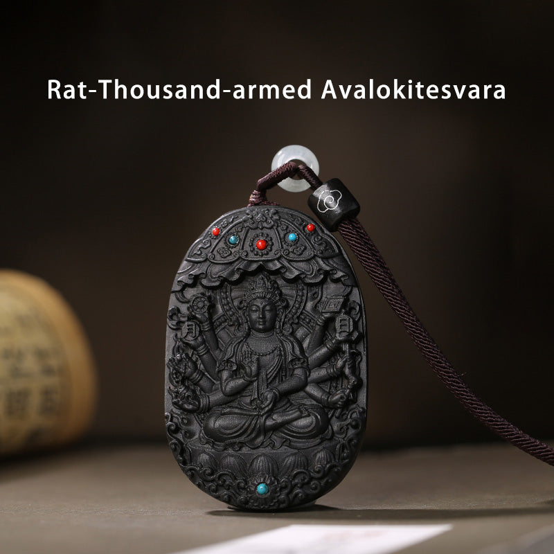 KarmaRipple's Chinese Zodiac Natal Buddha Agarwood Om Mani Padme Hum Lotus Peace Pendant Necklace p1