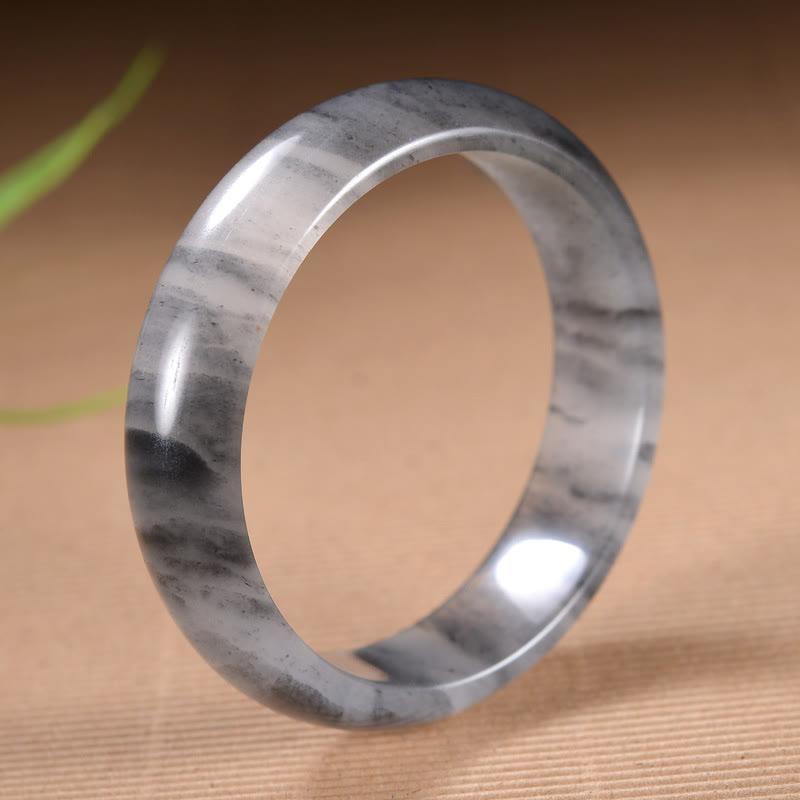 KarmaRipple's Authentic Ink Color Golden Silk Jade Wealth Bracelet Bangle p1