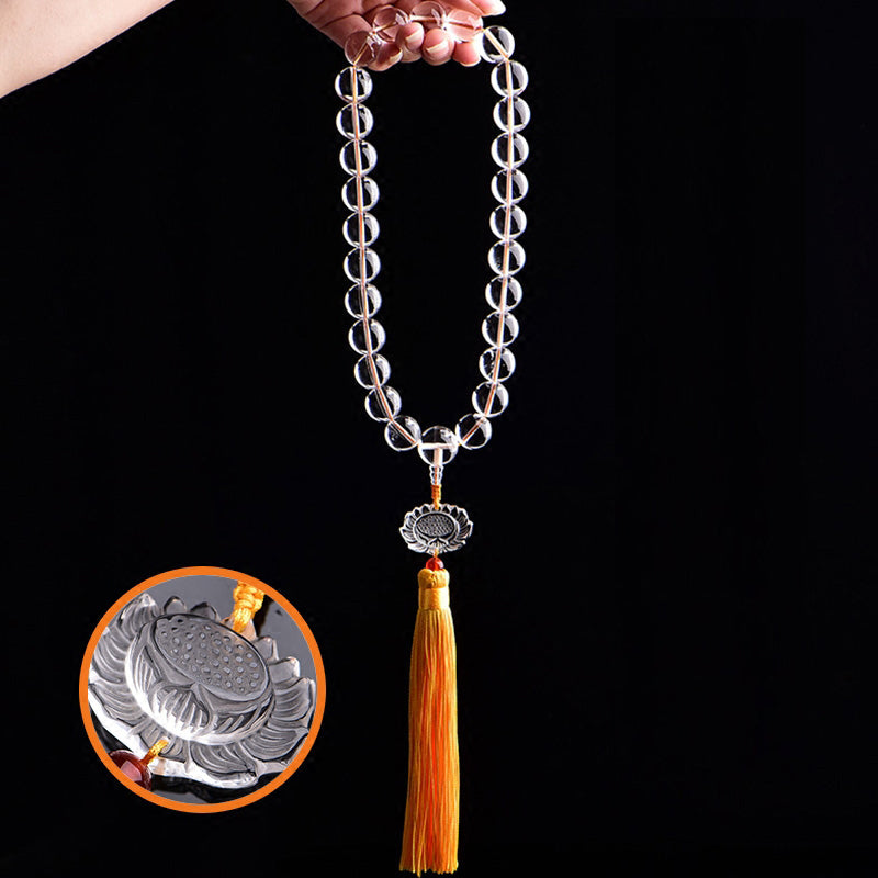 KarmaRipple's Authentic Ivory Gemstone Lotus Wrist Mala Meditation Tassels Pocket Mala Car Decoration p1