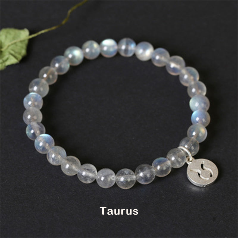 KarmaRipple's 12 Constellations of the Zodiac Moonstone Charming Bracelet p26