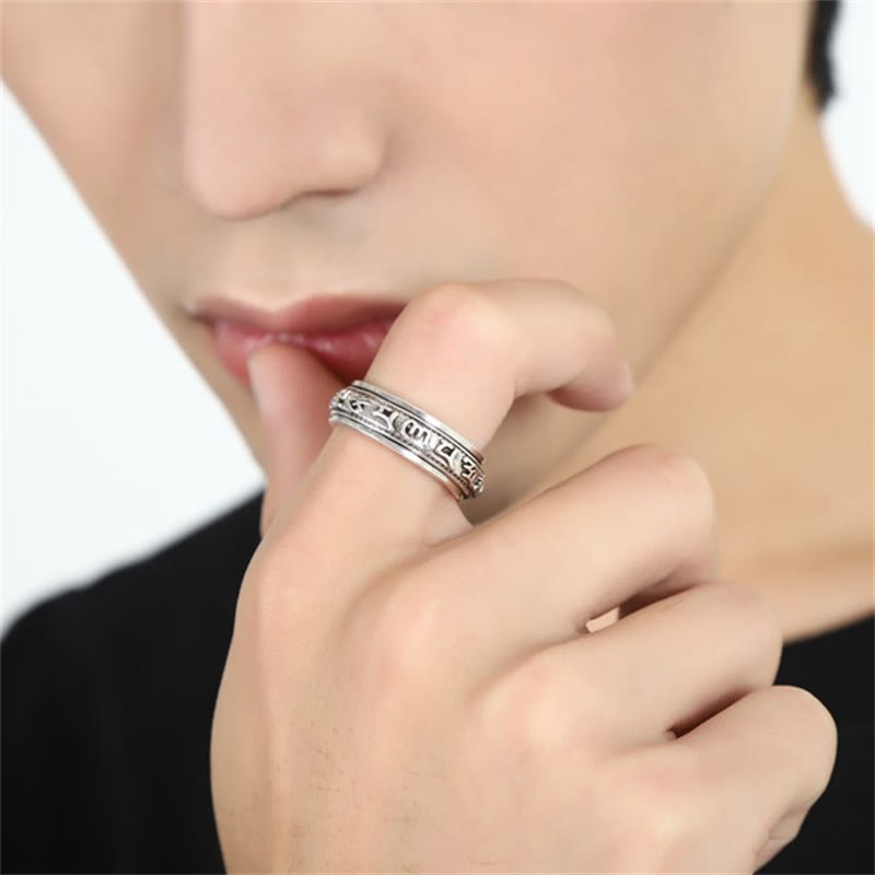 KarmaRipple's Tibetan Om Mani Padme Hum PiXiu Engraved Wealth Fortune Rotatable Ring p7