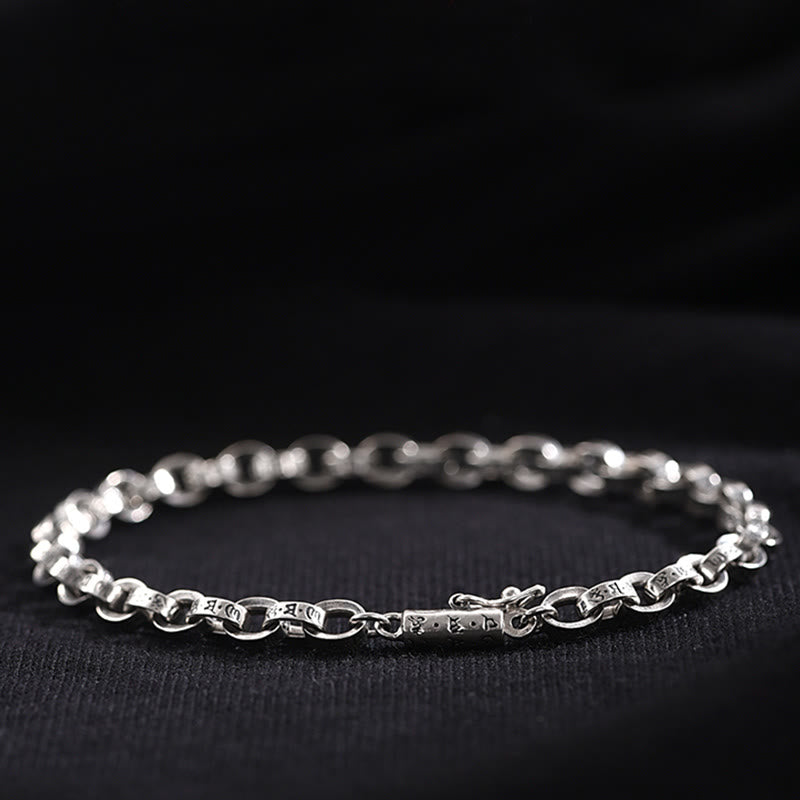 KarmaRipple's 925 Sterling Silver Om Mani Padme Hum Carved Design Creativity Metal Bracelet p9