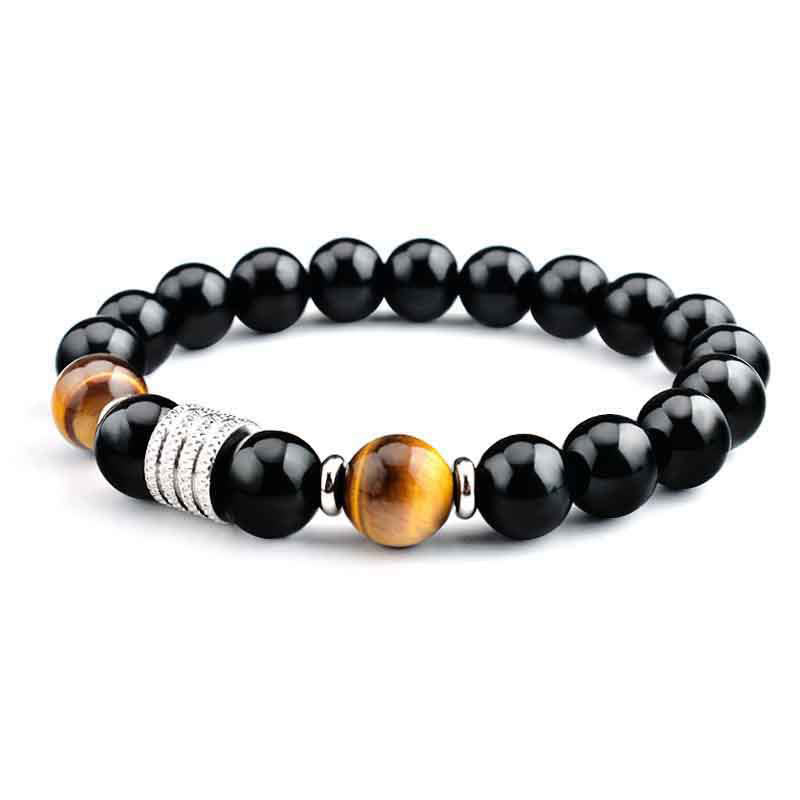 KarmaRipple's Authentic Black Obsidian Tiger Eye Strength Fulfillment Bracelet p21
