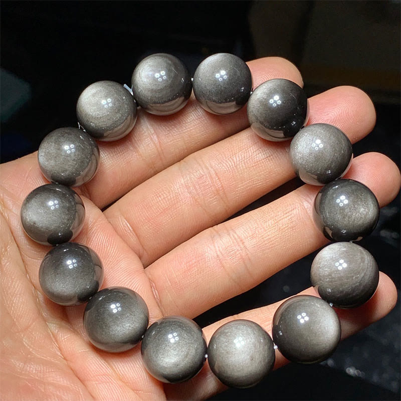 KarmaRipple's Authentic Silver Sheen Obsidian Soothing Protection Bracelet p21