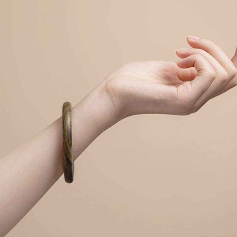 KarmaRipple's Tibetan Small Leaf Red Sandalwood Ebony Green Sandalwood Protection Bracelet Bangle p19