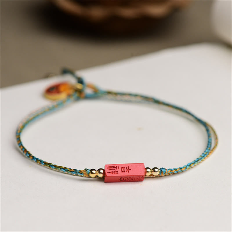 KarmaRipple's Handmade Cinnabar As one'shes Blessing Braid Double Layer Bracelet p3