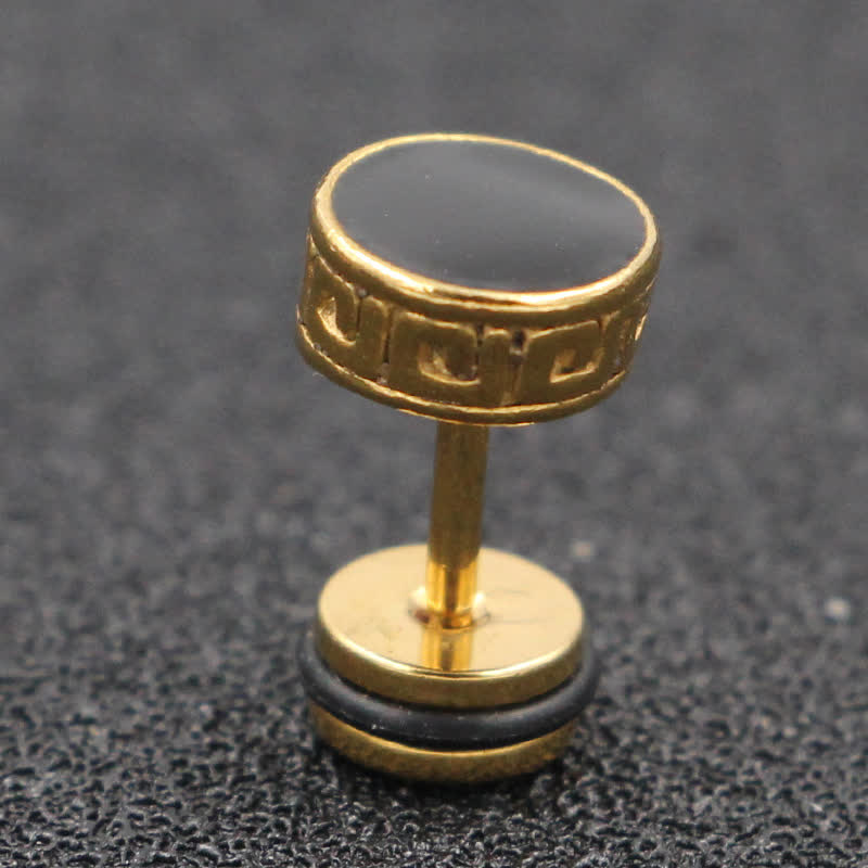 KarmaRipple's Cool Men Titanium Steel Balance Round Stud Earrings p3