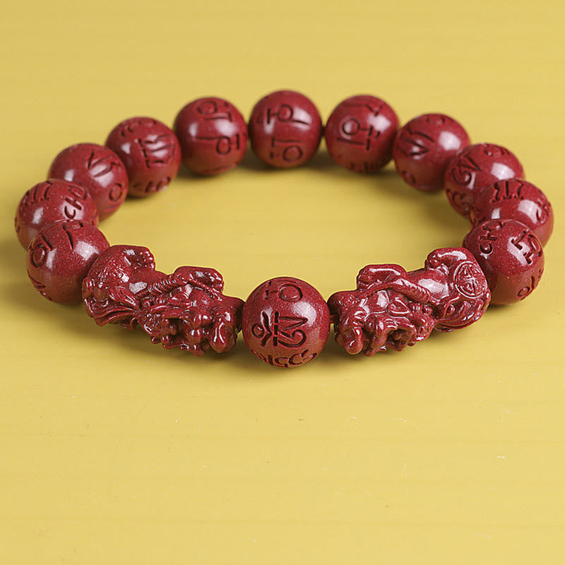 KarmaRipple's Authentic Double PiXiu Cinnabar Om Mani Padme Hum Wealth Fortune Bead Bracelet p4