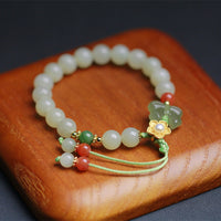 KarmaRipple's 925 Sterling Silver Jade Fortune Flower Butterfly Bracelet
