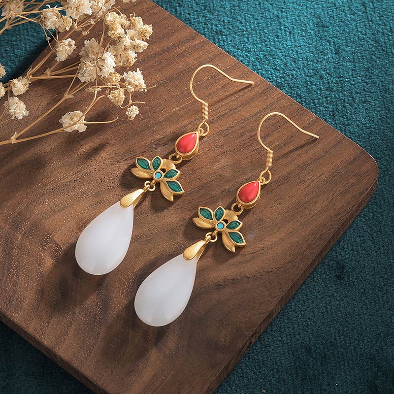 KarmaRipple's FengShui Ivory Jade Fortune Drop Earrings p6