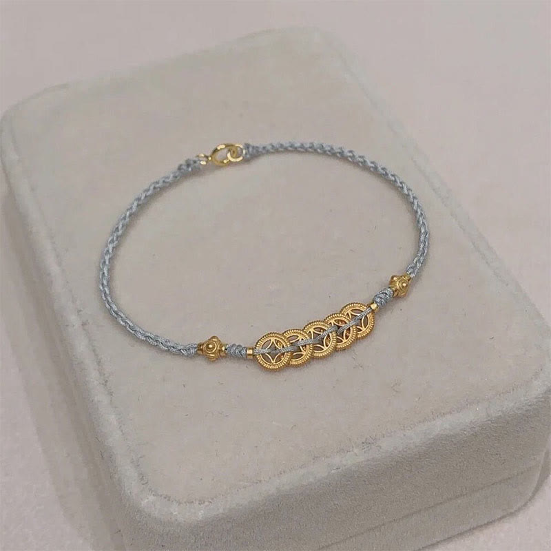 KarmaRipple's Bronze Coin Fortune Tree Pearl Fortune Blue Rope Woven Bracelet p17