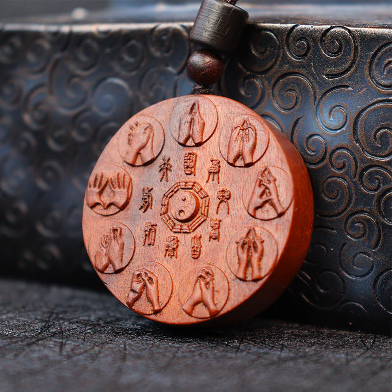 KarmaRipple's Lightning Struck Jujube Wood Yin Yang Bagua Mountain Ghosts Spend Money Protection Pendant Necklace p1