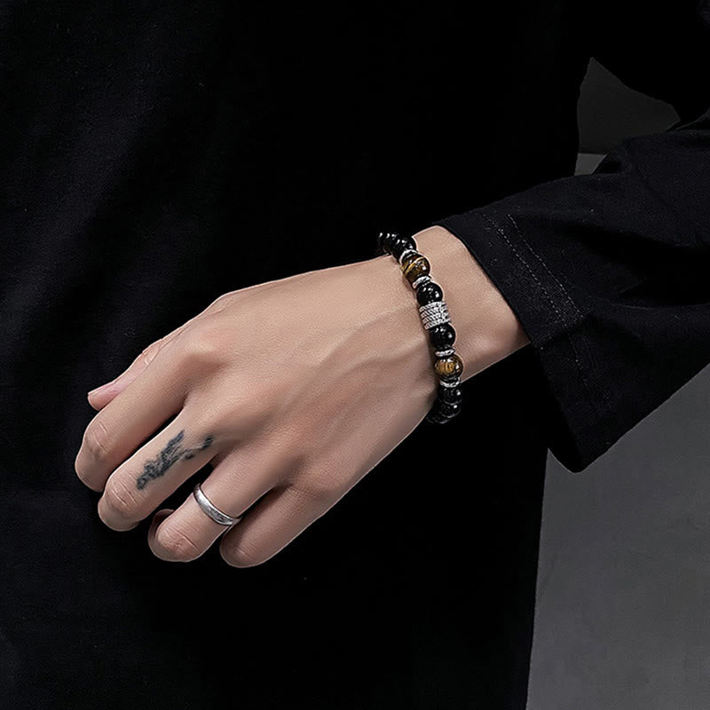 KarmaRipple's Authentic Black Obsidian Tiger Eye Strength Fulfillment Bracelet p10