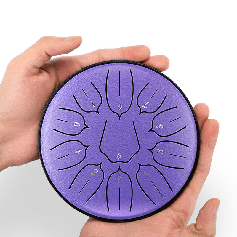 KarmaRipple's Steel Tongue Drum Sound Balancing Meditation Yoga Lotus Drum Kit 11 Note 6 Inch p9