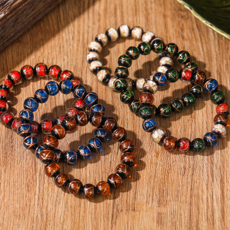 KarmaRipple's Tibetan Classic Liuli Glass Bead Fortune Wealth Bracelet ( p8