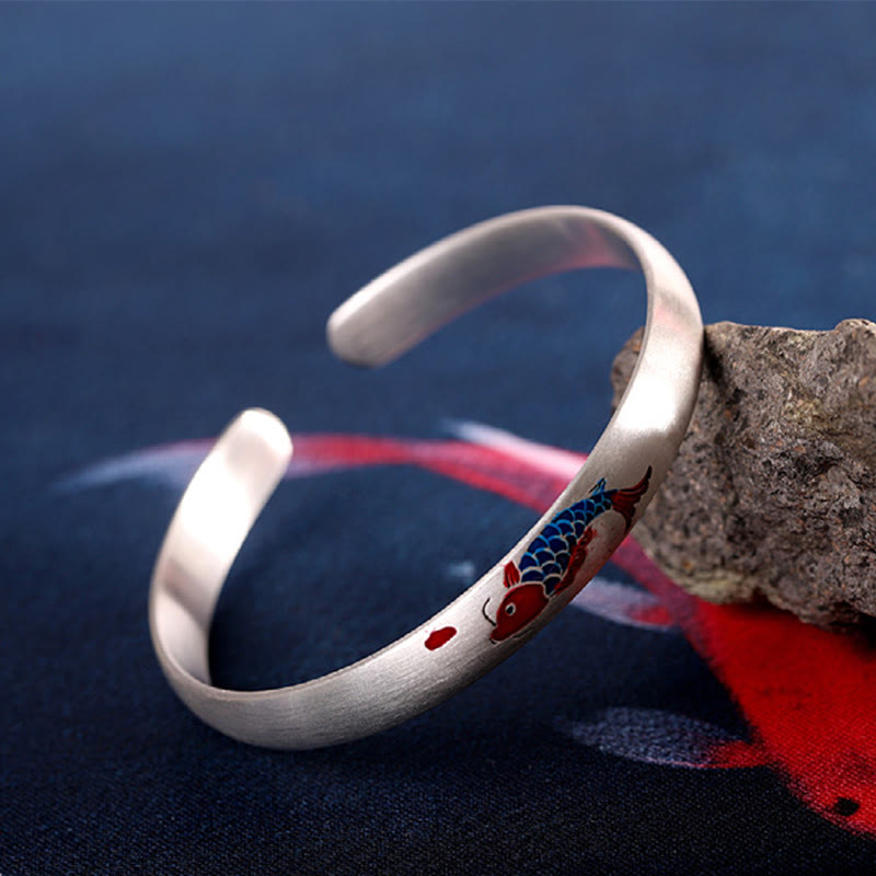 KarmaRipple's 999 Sterling Silver Koi Fish Fortune Cuff Bracelet Bangle p5