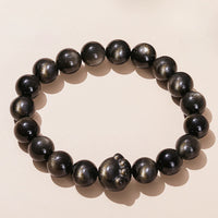 KarmaRipple's Authentic Gold Sheen Obsidian Silver Sheen Obsidian Cute Cat Paw Claw Wealth Bracelet