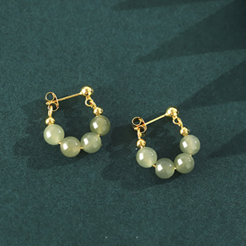 KarmaRipple's 925 Sterling Silver Hetian Jade Red Agate Beaded Abundance Earrings p5