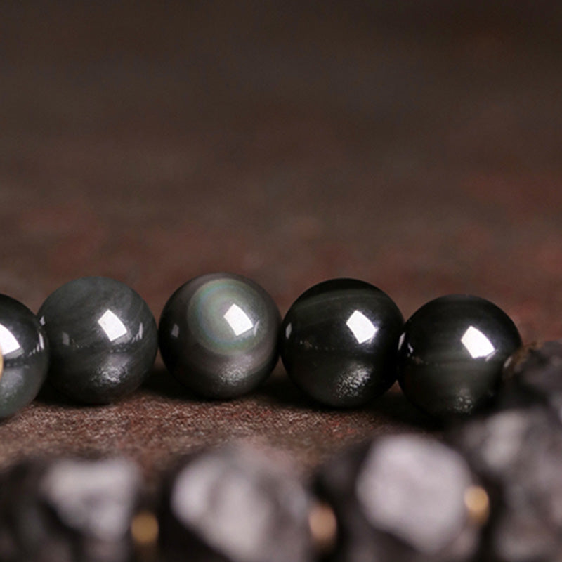 KarmaRipple's Black Obsidian Ebony Wood Bronze Strength Pair Bracelet p8