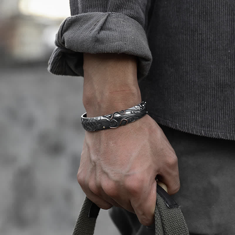 KarmaRipple's 999 Sterling Silver 990 Gold Koi Fish Fortune Wealth Success Bracelet Bangle p2