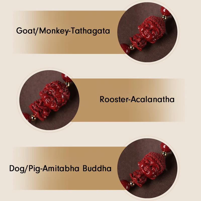 KarmaRipple's Chinese Zodiac Natal Buddha Cinnabar Amulet Blessing String Bracelet p21