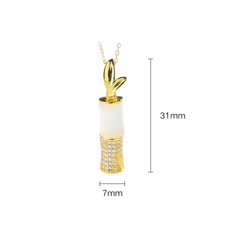KarmaRipple's 925 Sterling Silver Hetian Ivory Jade Bamboo Happiness Pendant Necklace p10