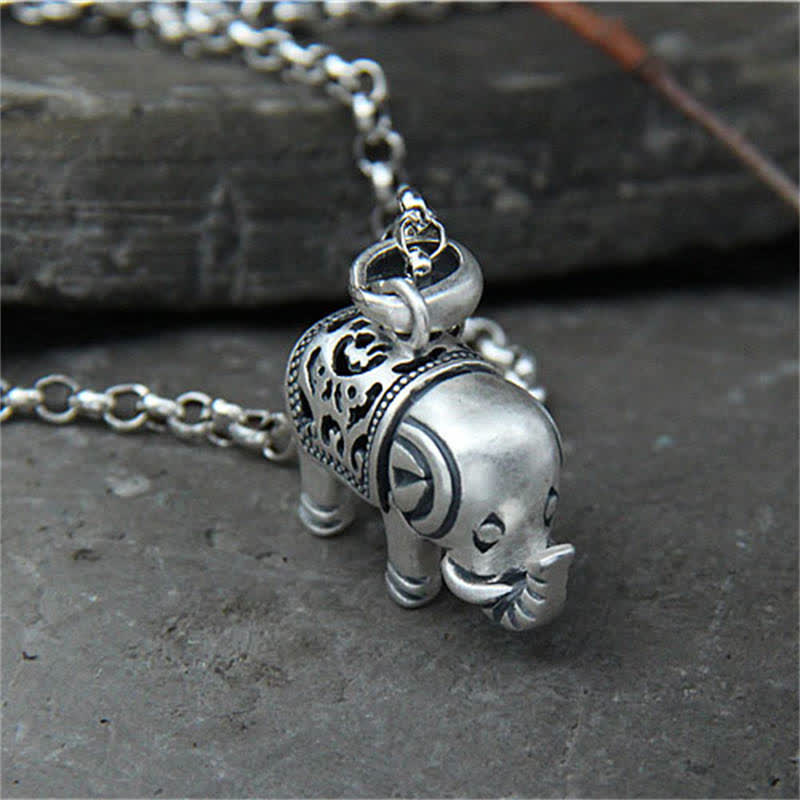 KarmaRipple's 990 Sterling Silver Elephant Strength Pendant Necklace p3