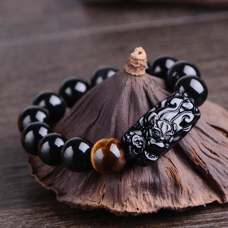 KarmaRipple's Authentic Black Obsidian PiXiu Tiger's Eye Strength Bracelet p15
