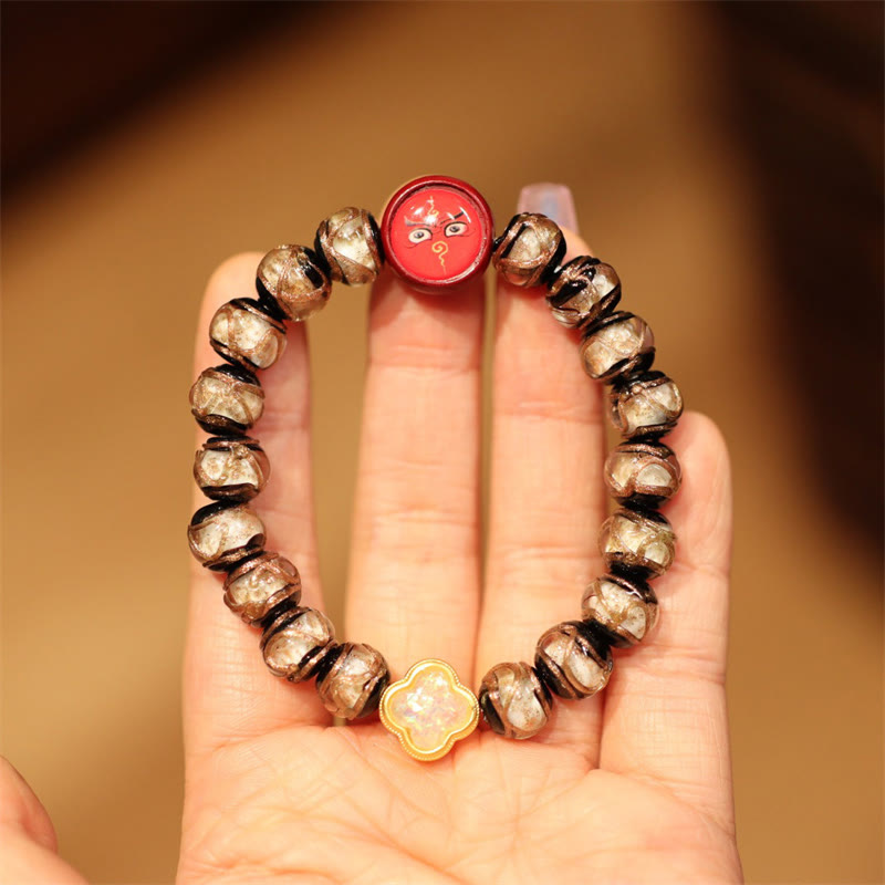 KarmaRipple's Tibetan Gold Swallowing Beast Family Five God Of Wealth Thangka Fortune Bead Bracelet p21