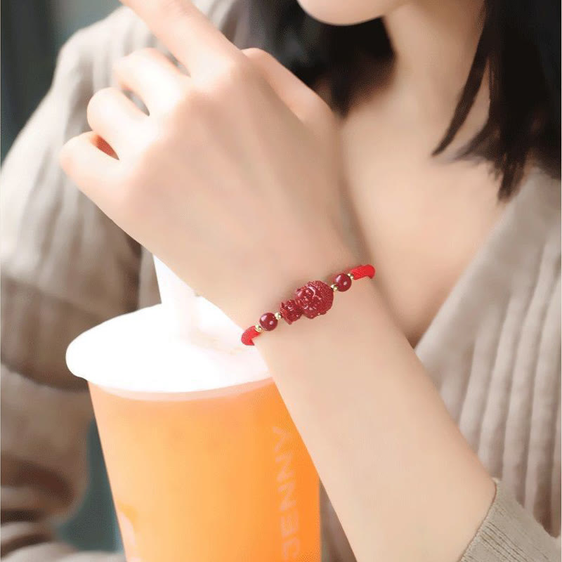 KarmaRipple's Chinese Zodiac Natal Buddha Cinnabar Amulet Blessing String Bracelet p17