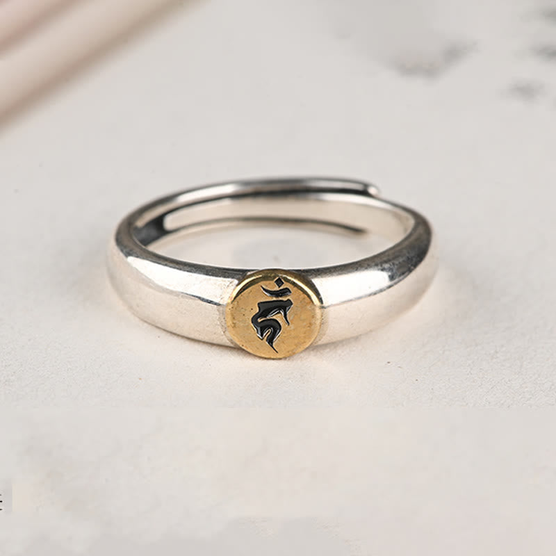 KarmaRipple's Tibetan Om Mani Padme Hum Carved Chinese Zodiac Natal Buddha Peace Ring p33