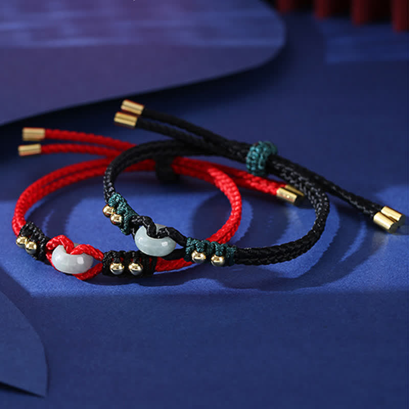 KarmaRipple's Round Peace Buckle Jade Abundance Wealth String Bracelet p7