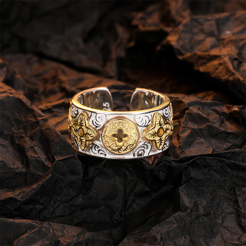 KarmaRipple's 925 Sterling Silver Vintage Tang Dynasty Flower Design Fortune Ring p11