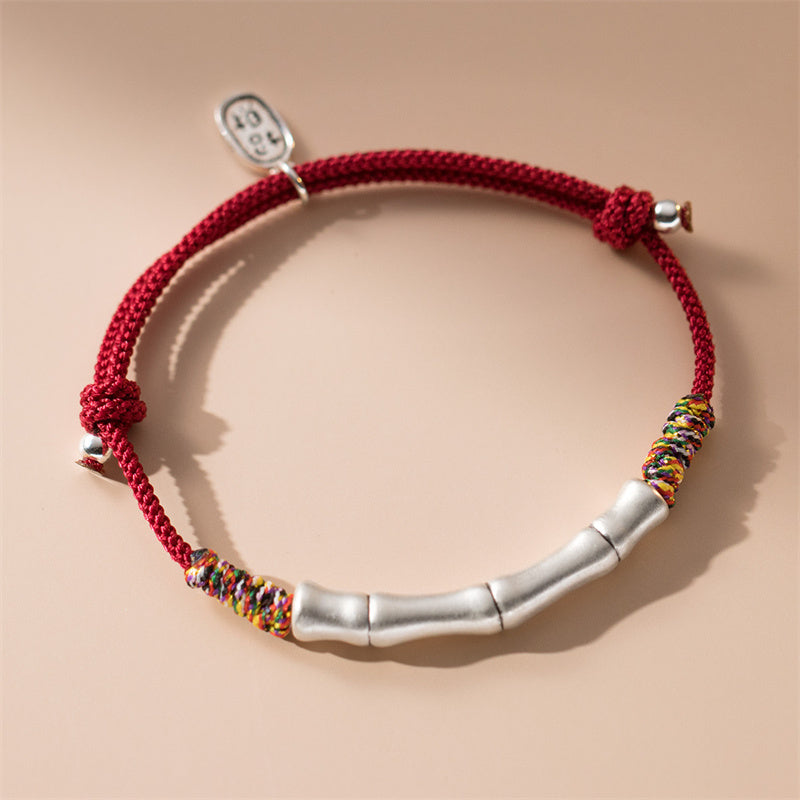 KarmaRipple's 999 Sterling Silver Fortune Bamboo Attract Fortune Colorful Red Rope Bracelet p10