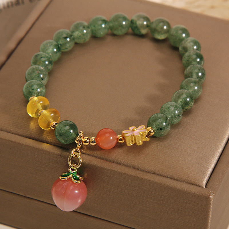 KarmaRipple's Authentic Green Strawberry Quartz Love Peach Talisman Bracelet p3
