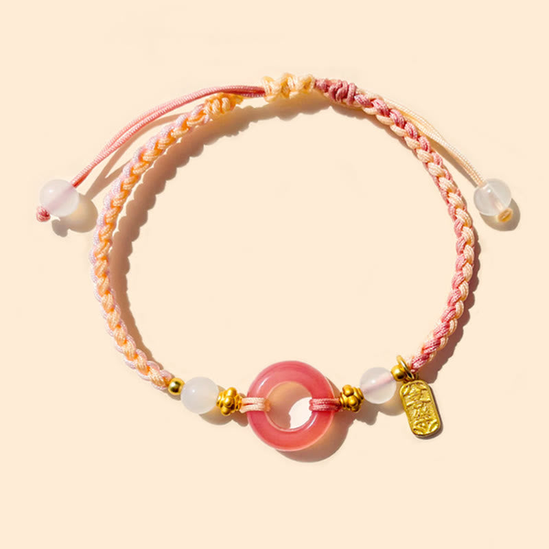 KarmaRipple's Peace And Joy Agate Peace Buckle Auspicious Handmade Woven Bracelet p14