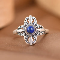 KarmaRipple's Tibet 925 Sterling Silver Authentic Lazurite Positive Adjustable Ring