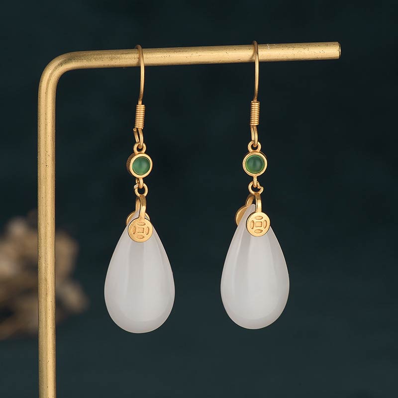 KarmaRipple's FengShui Ivory Jade Fortune Drop Earrings p26