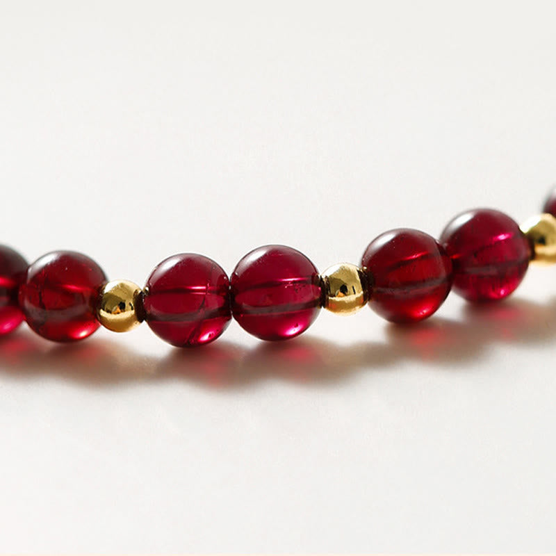 KarmaRipple's 14K Gold Authentic Garnet Cinnabar Flower Calm Bracelet p8