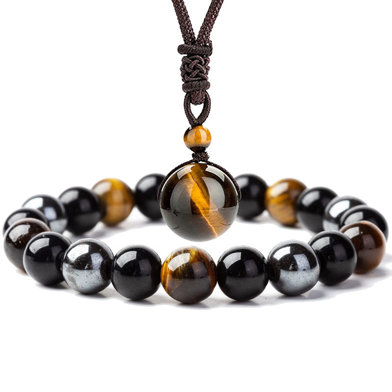 KarmaRipple's Tibetan Tiger's Eye Bracelet Pendant Set p1