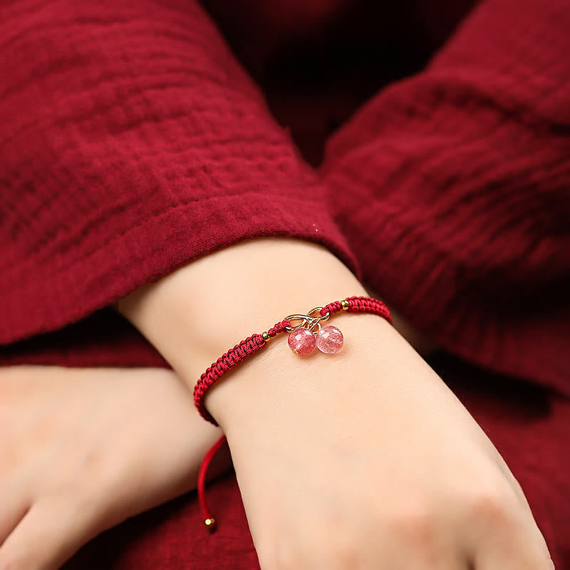 KarmaRipple's Authentic Strawberry Quartz Amethyst Green Phantom Bead Positive Bracelet p11